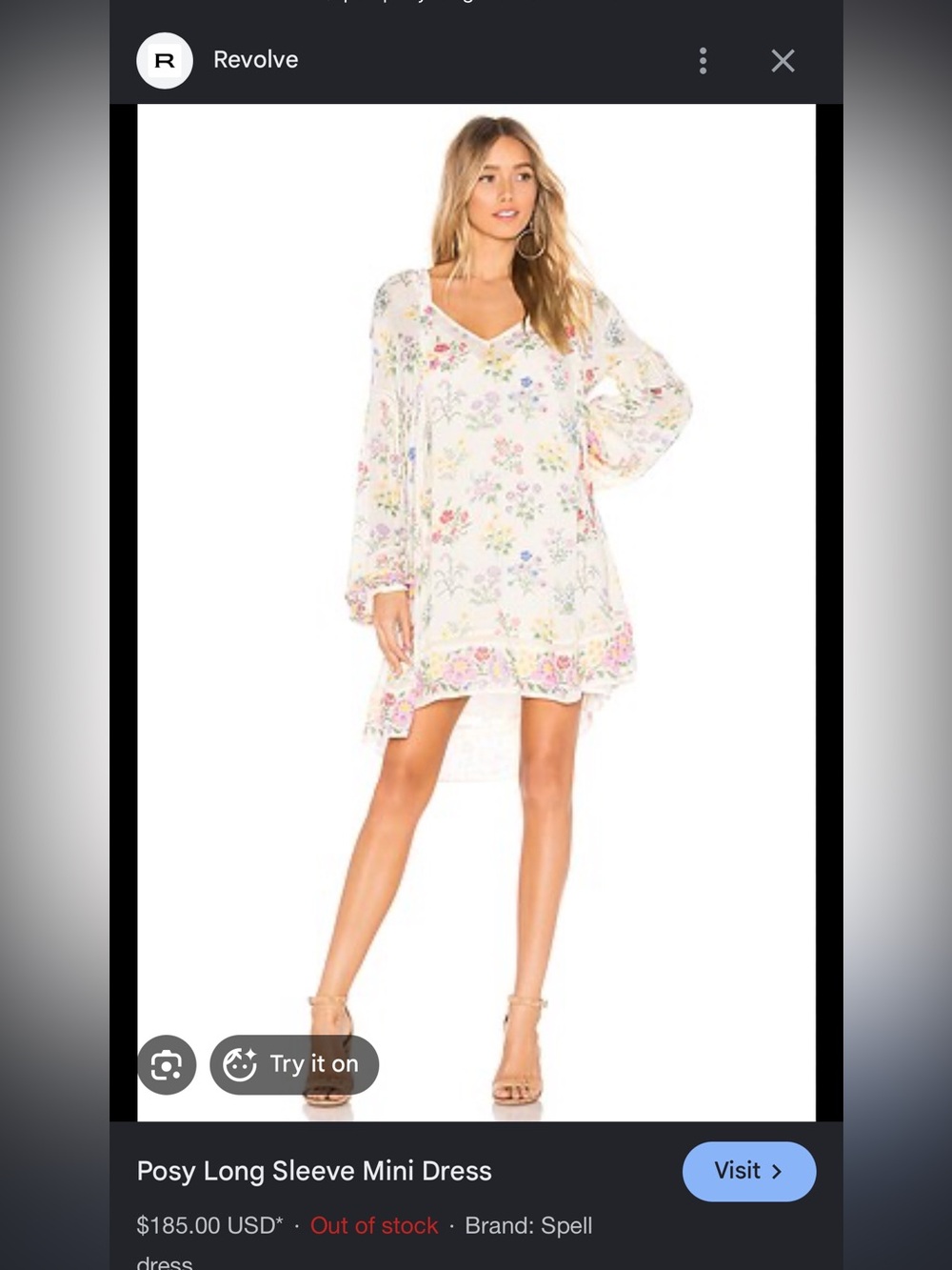 Spell Posy long sleeve mini dress tunic XL